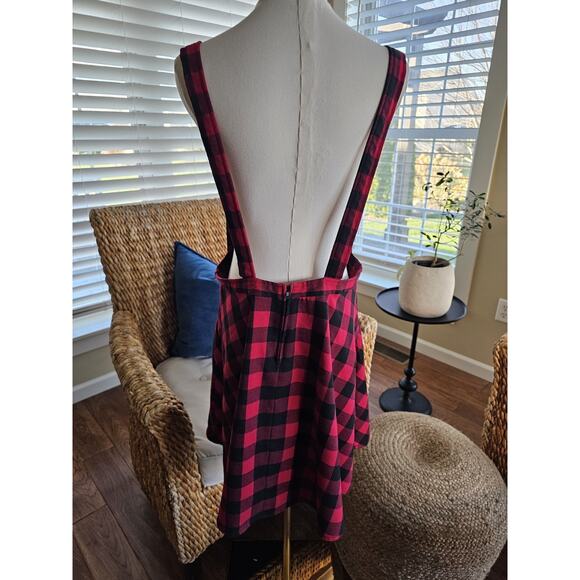 Hot Topic Red Black Buffalo Plaid Buckle Strap Dress Size XL Grunge - Picture 4 of 9